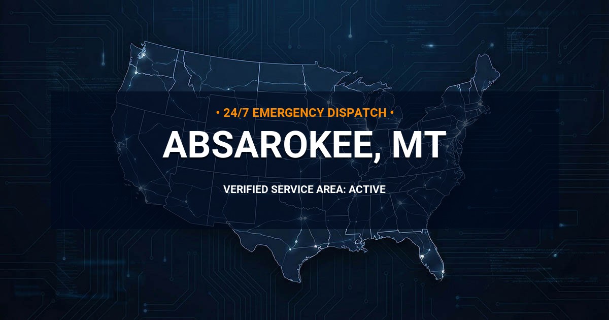 Emergency Plumbing Dispatch Map for Plumbing Services: Absarokee, MT