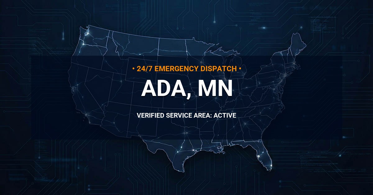 Emergency Plumbing Dispatch Map for Plumbing Services: Ada, MN