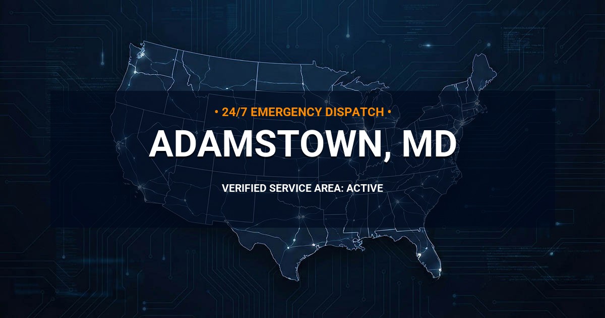 Emergency Plumbing Dispatch Map for Plumbing Services: Adamstown, MD