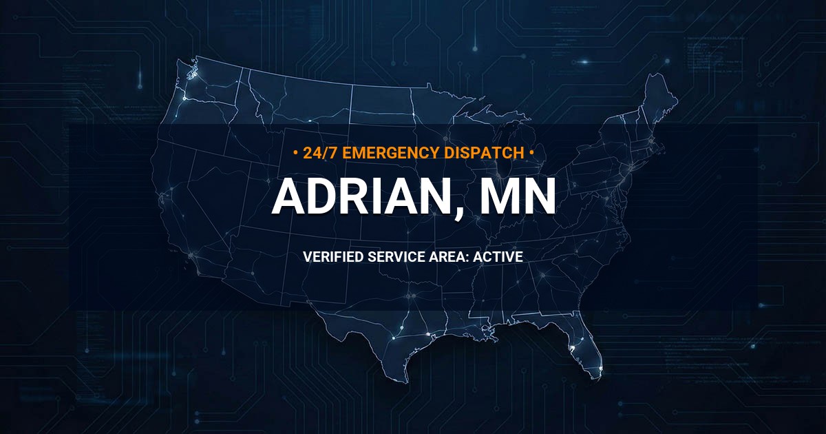 Emergency Plumbing Dispatch Map for Plumbing Services: Adrian, MN