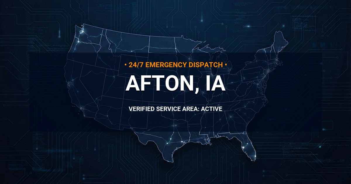 Emergency Plumbing Dispatch Map for Plumbing Services: Afton, IA