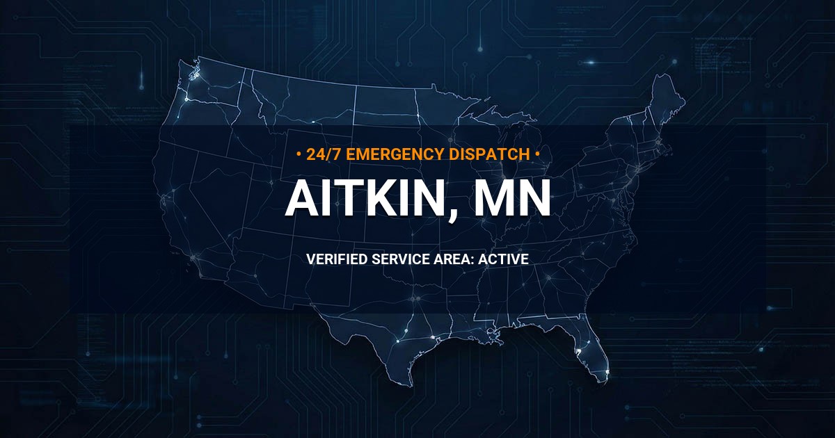Emergency Plumbing Dispatch Map for Plumbing Services: Aitkin, MN