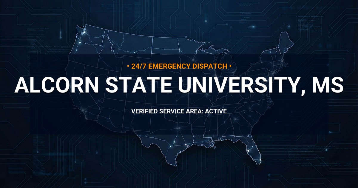 Emergency Plumbing Dispatch Map for Plumbing Services: Alcorn State University, MS