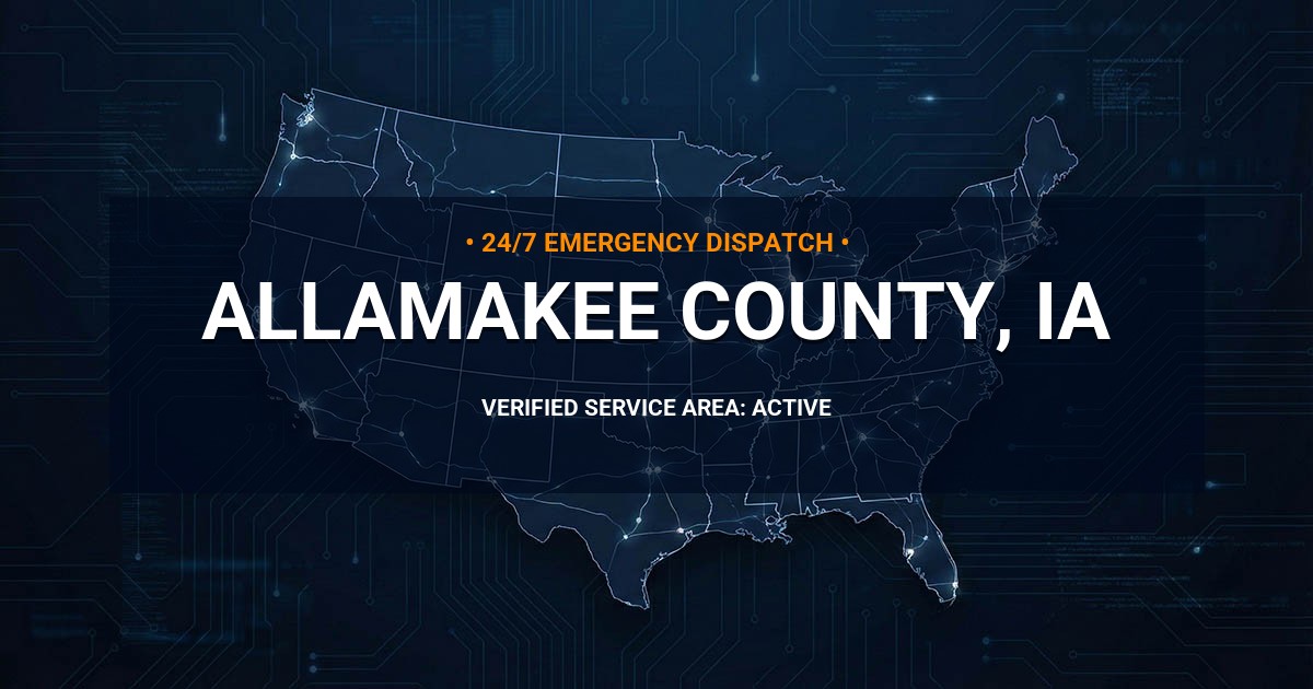 Emergency Plumbing Dispatch Map for Allamakee County Plumbing Logistics