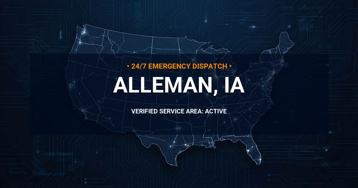 Emergency Plumbing Dispatch Map for Plumbing Services: Alleman, IA