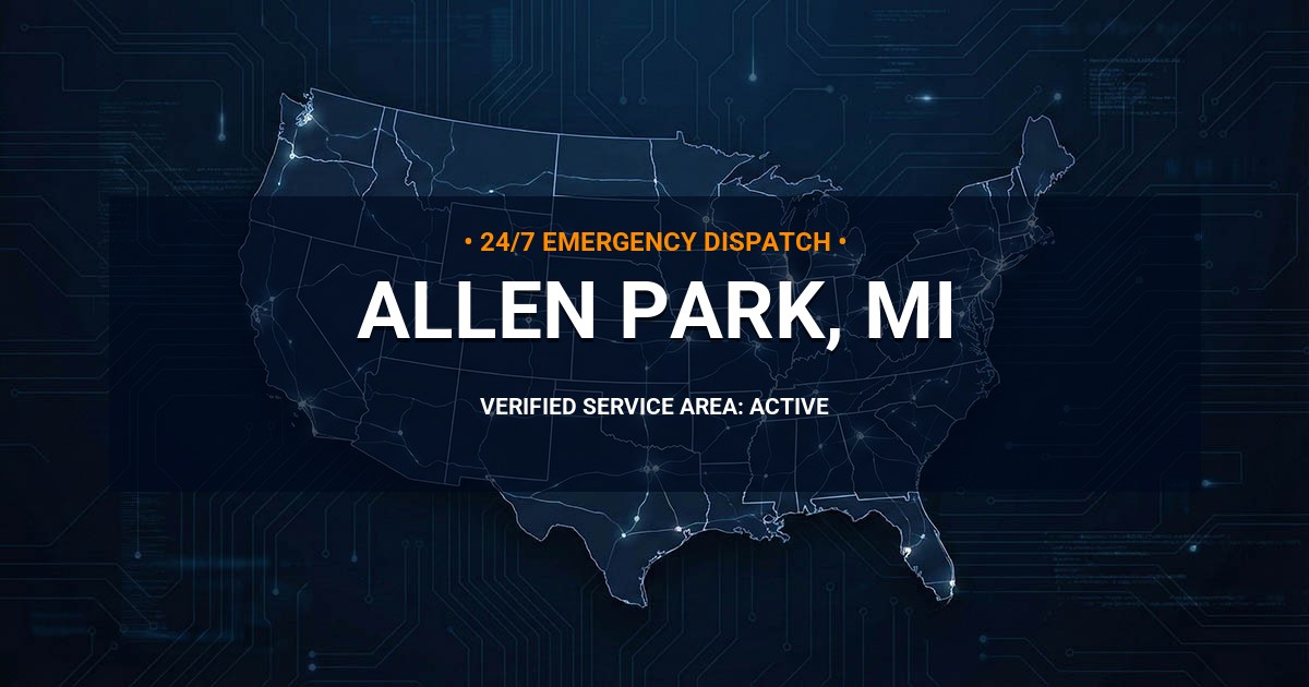 Emergency Plumbing Dispatch Map for Plumbing Services: Allen Park, MI