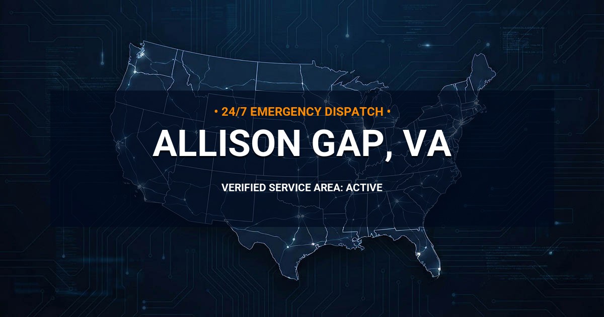 Emergency Plumbing Dispatch Map for Plumbing Services: Allison Gap, VA