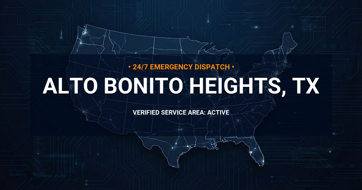 Emergency Plumbing Dispatch Map for Plumbing Services: Alto Bonito Heights, TX