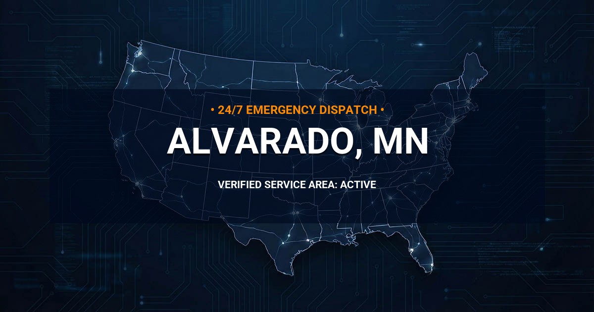 Emergency Plumbing Dispatch Map for Plumbing Services: Alvarado, MN