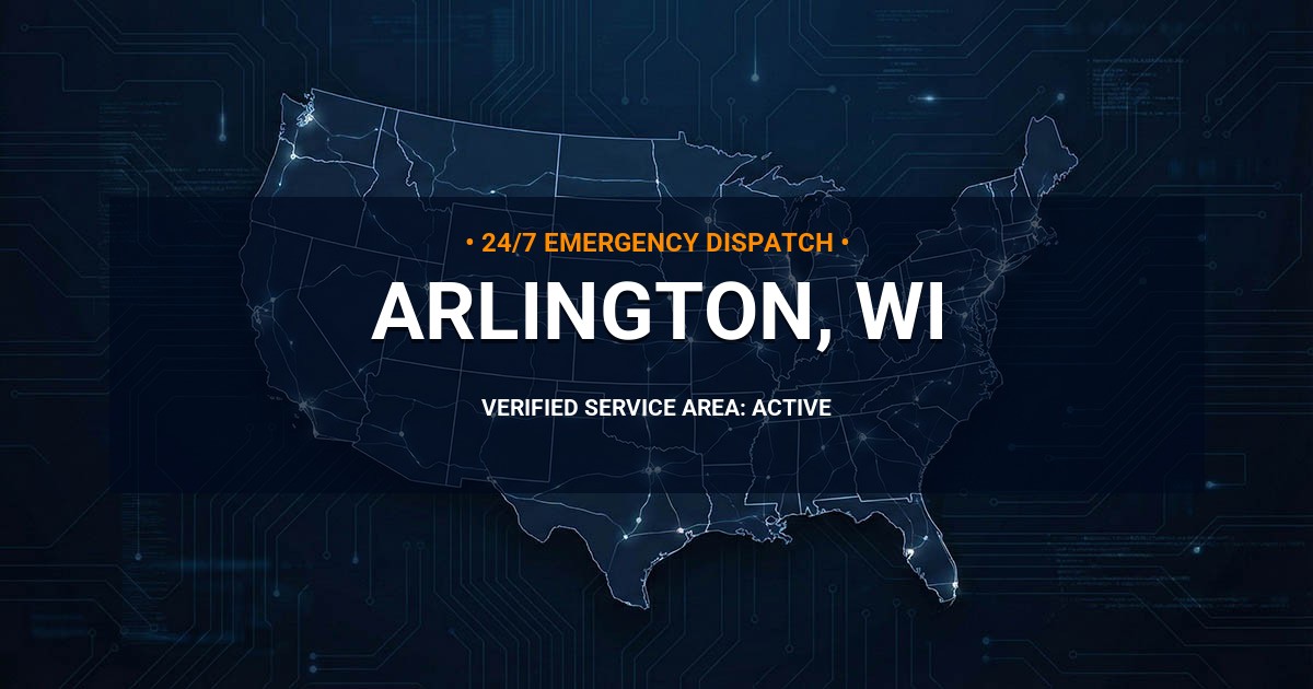 Emergency Plumbing Dispatch Map for Plumbing Services: Arlington, WI