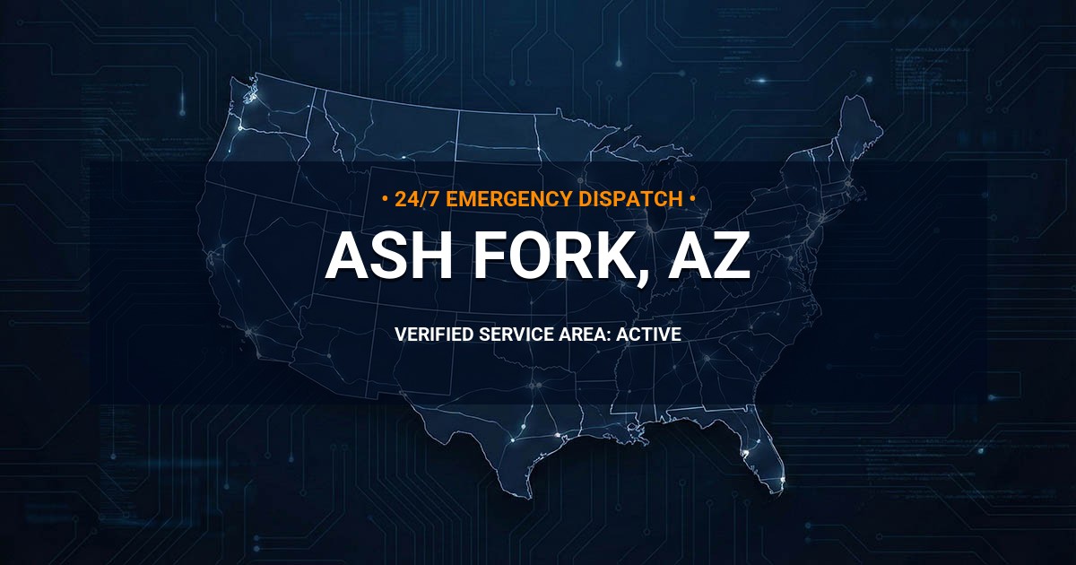 Emergency Plumbing Dispatch Map for Plumbing Services: Ash Fork, AZ
