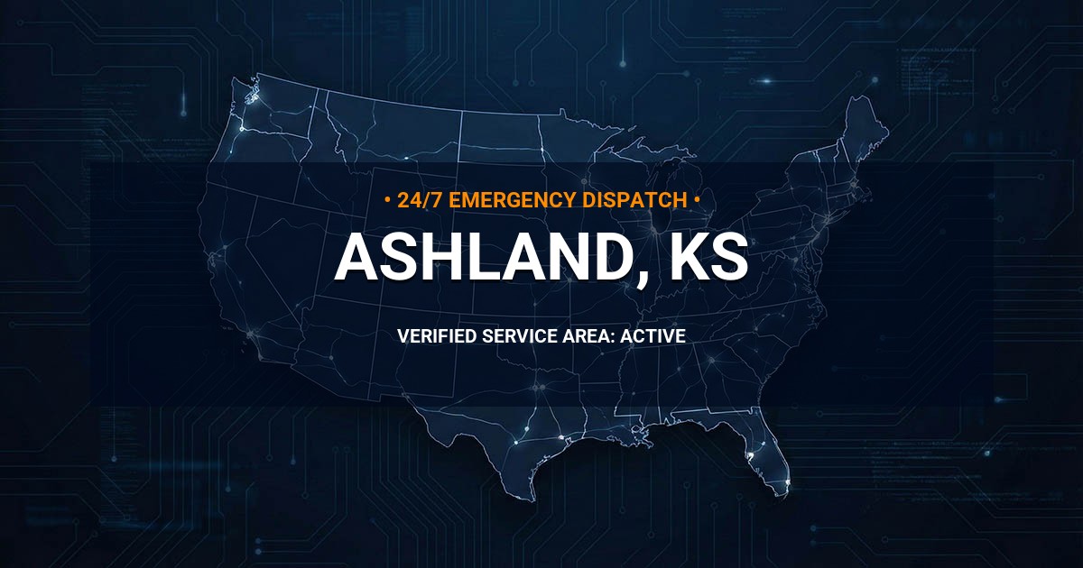 Emergency Plumbing Dispatch Map for Plumbing Services: Ashland, KS
