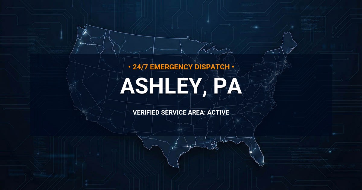 Emergency Plumbing Dispatch Map for Plumbing Services: Ashley, PA