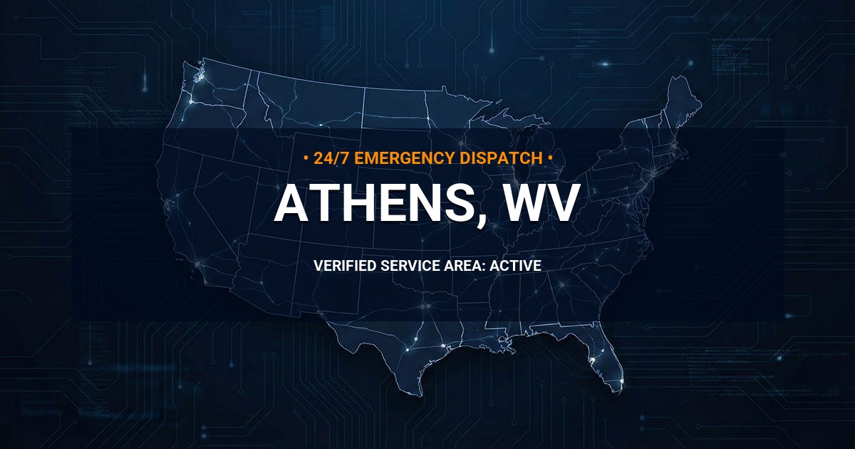 Emergency Plumbing Dispatch Map for Plumbing Services: Athens, WV
