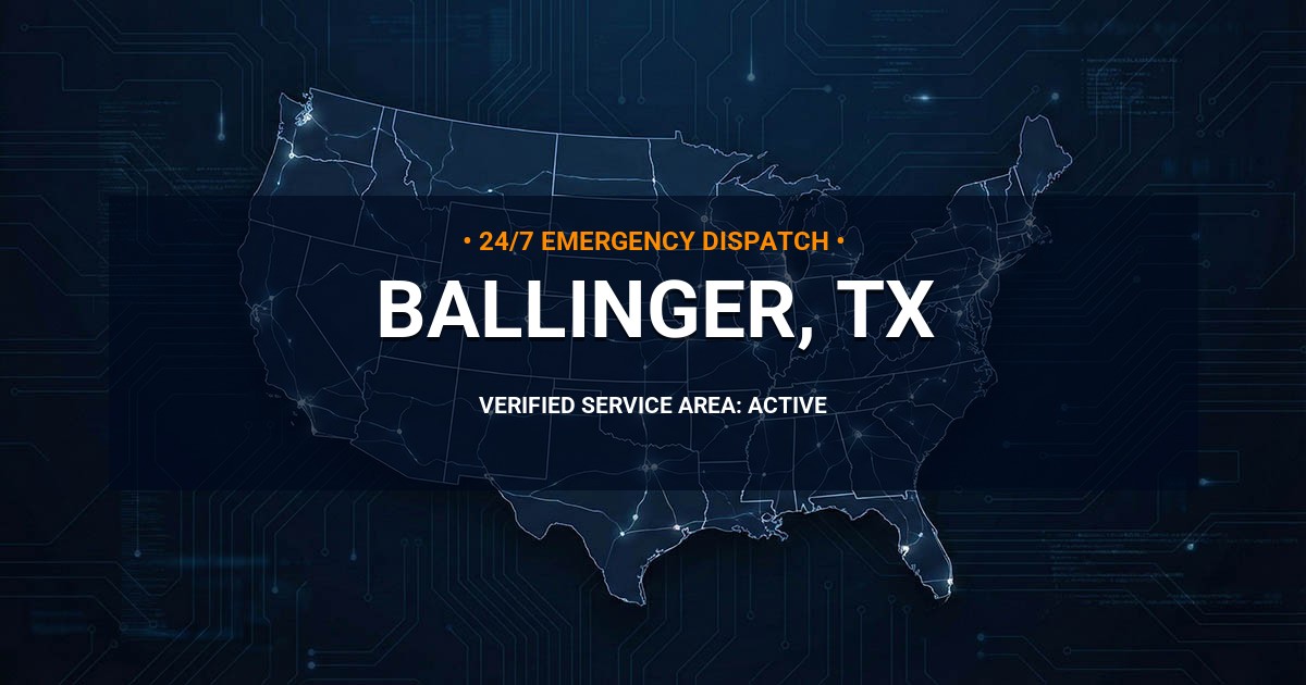 Emergency Plumbing Dispatch Map for Plumbing Services: Ballinger, TX