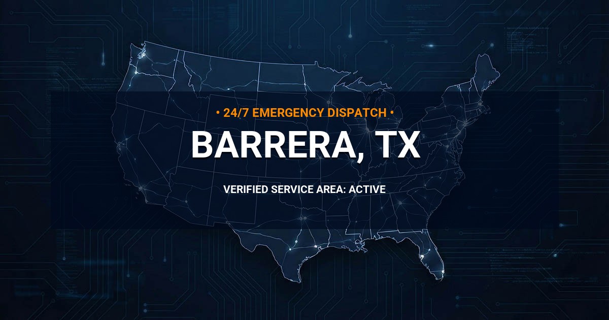 Emergency Plumbing Dispatch Map for Plumbing Services: Barrera, TX