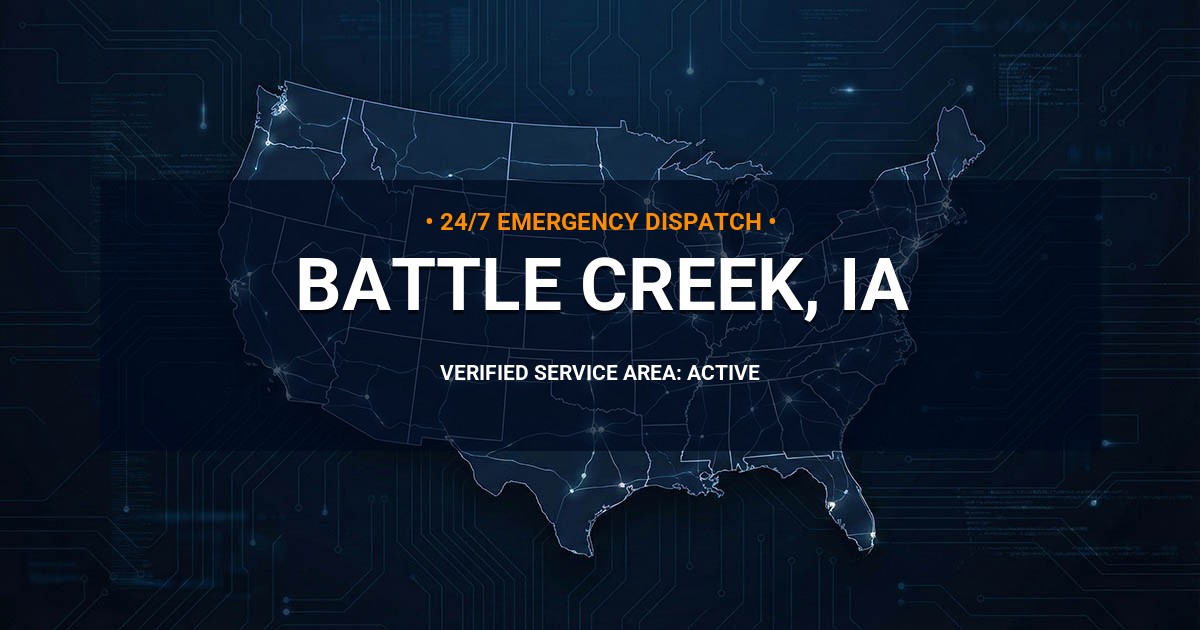 Emergency Plumbing Dispatch Map for Plumbing Services: Battle Creek, IA