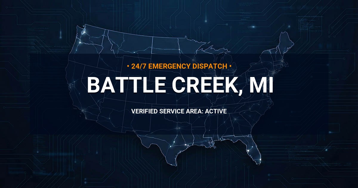 Emergency Plumbing Dispatch Map for Plumbing Services: Battle Creek, MI