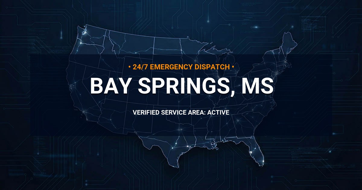 Emergency Plumbing Dispatch Map for Plumbing Services: Bay Springs, MS