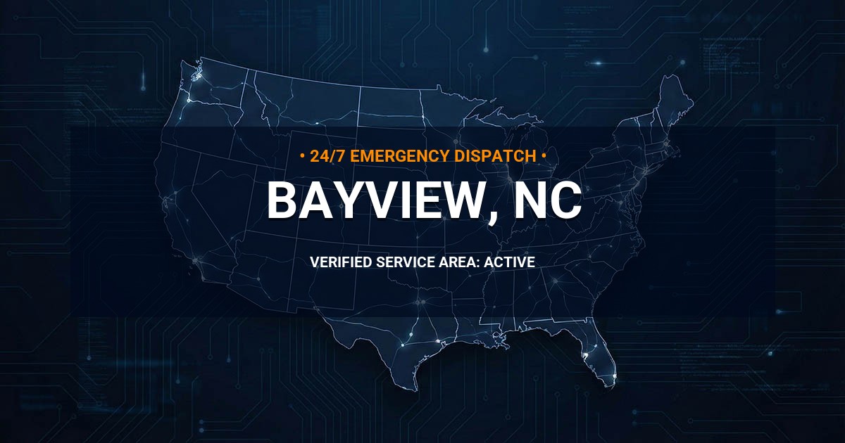 Emergency Plumbing Dispatch Map for Plumbing Services: Bayview, NC