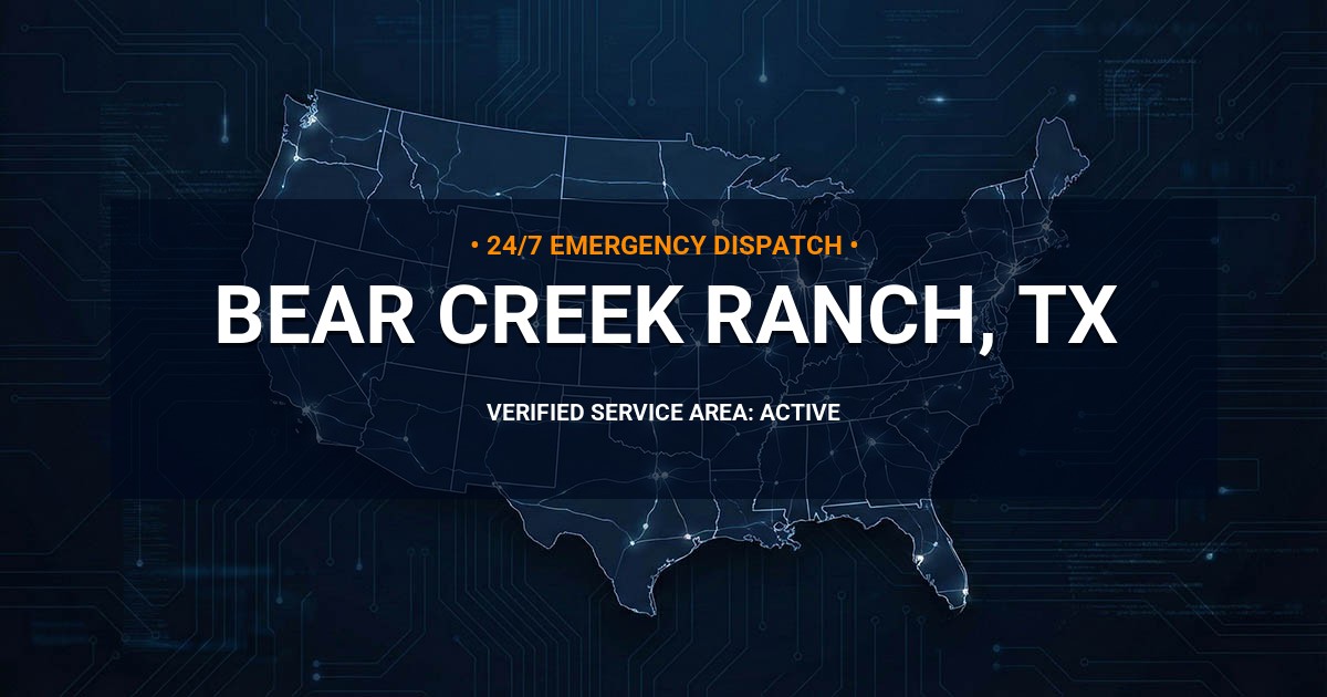 Emergency Plumbing Dispatch Map for Plumbing Services: Bear Creek Ranch, TX