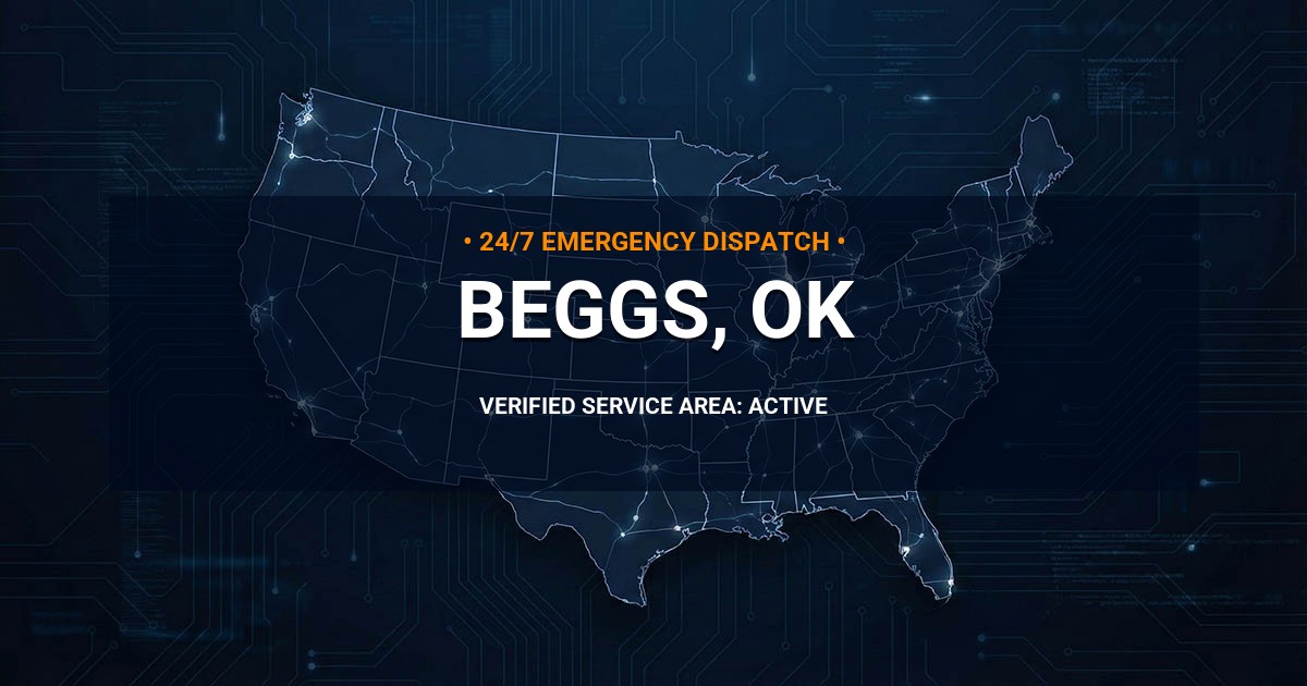 Emergency Plumbing Dispatch Map for Plumbing Services: Beggs, OK