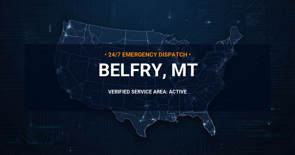 Emergency Plumbing Dispatch Map for Plumbing Services: Belfry, MT