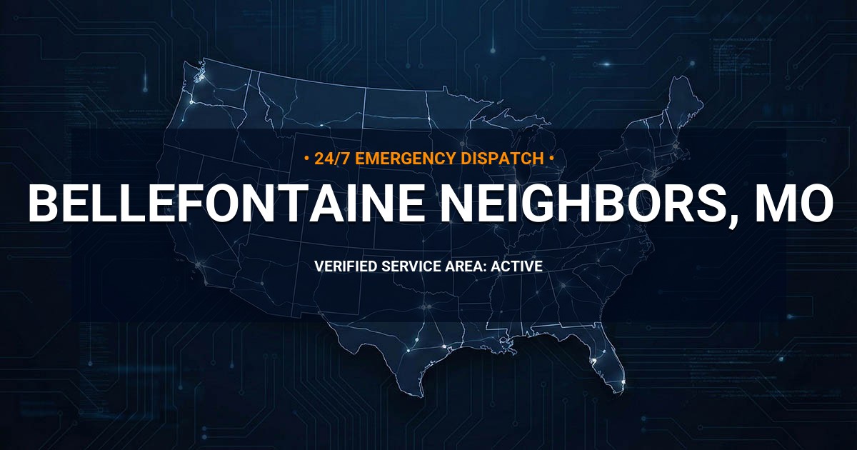 Emergency Plumbing Dispatch Map for Plumbing Services: Bellefontaine Neighbors, MO
