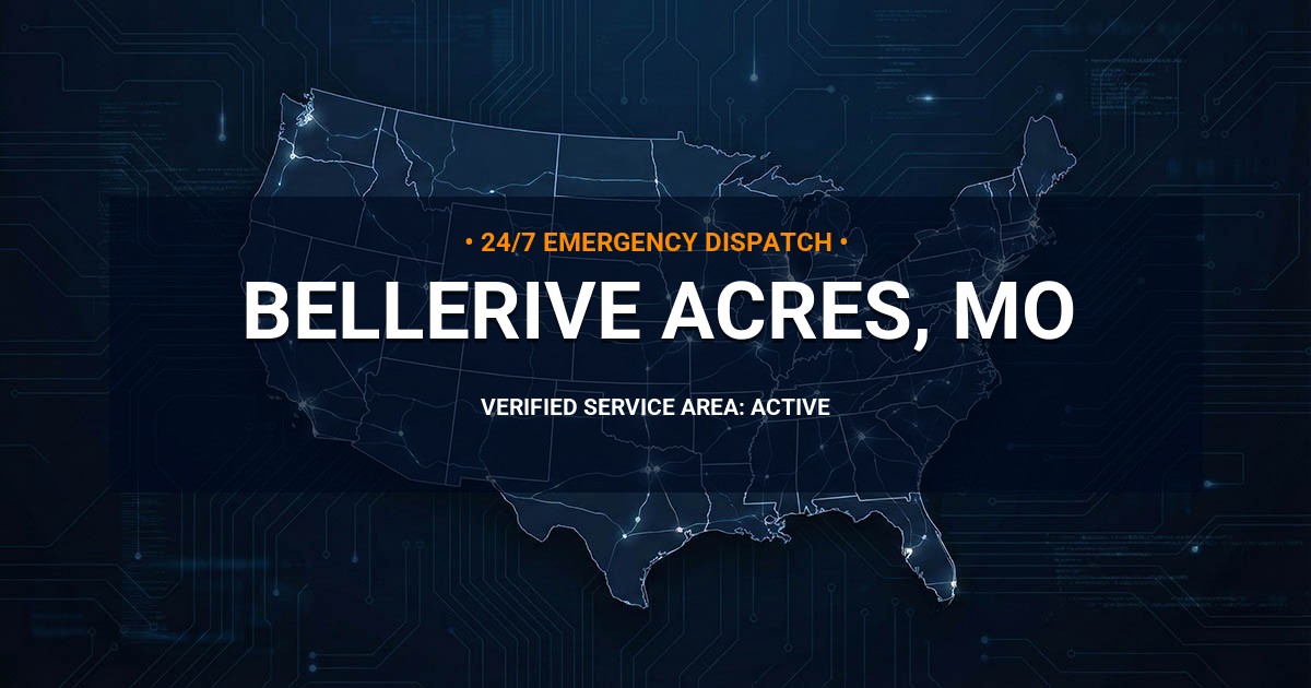 Emergency Plumbing Dispatch Map for Plumbing Services: Bellerive Acres, MO
