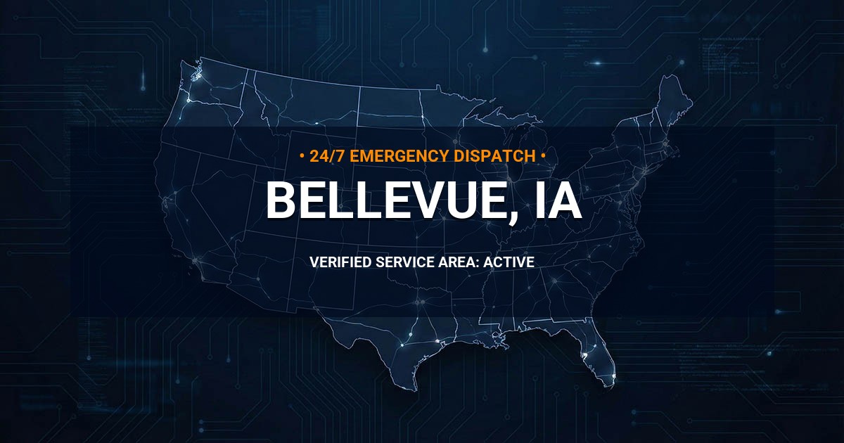 Emergency Plumbing Dispatch Map for Plumbing Services: Bellevue, IA