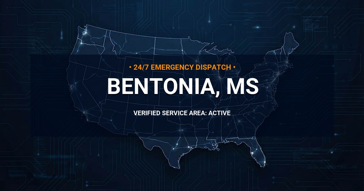 Emergency Plumbing Dispatch Map for Plumbing Services: Bentonia, MS