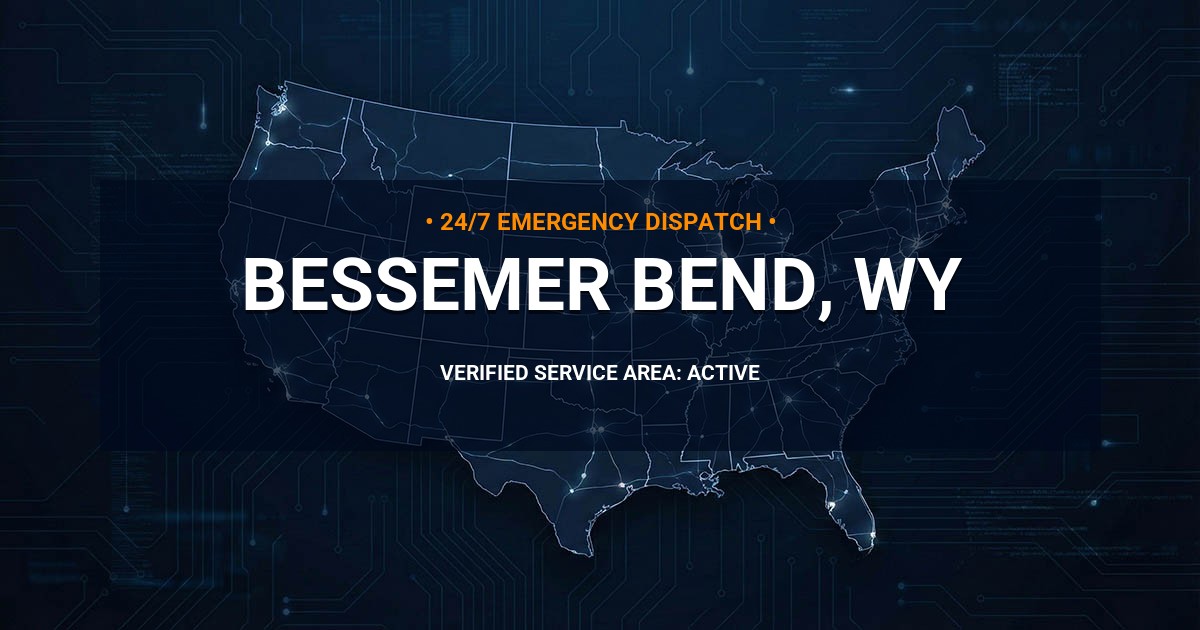 Emergency Plumbing Dispatch Map for Plumbing Services: Bessemer Bend, WY