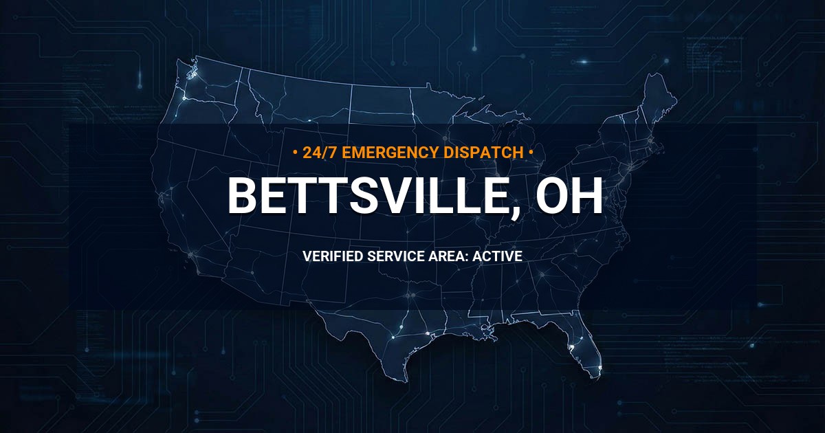 Emergency Plumbing Dispatch Map for Plumbing Services: Bettsville, OH