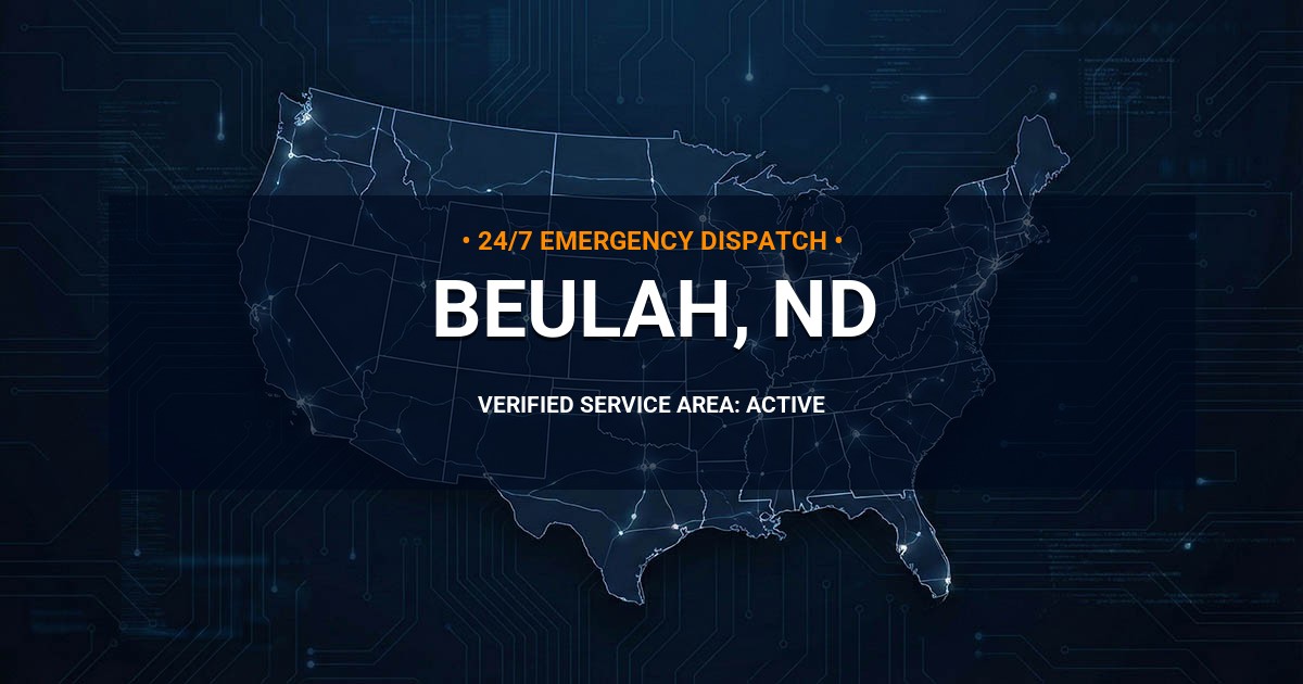 Emergency Plumbing Dispatch Map for Plumbing Services: Beulah, ND