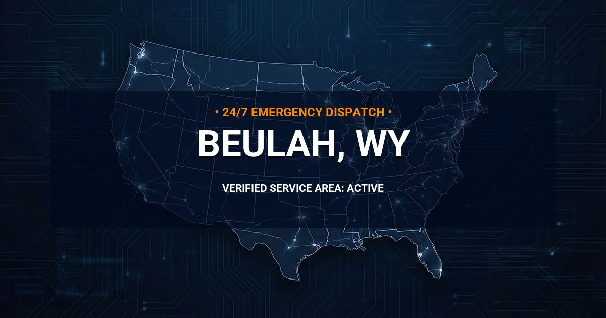 Emergency Plumbing Dispatch Map for Plumbing Services: Beulah, WY