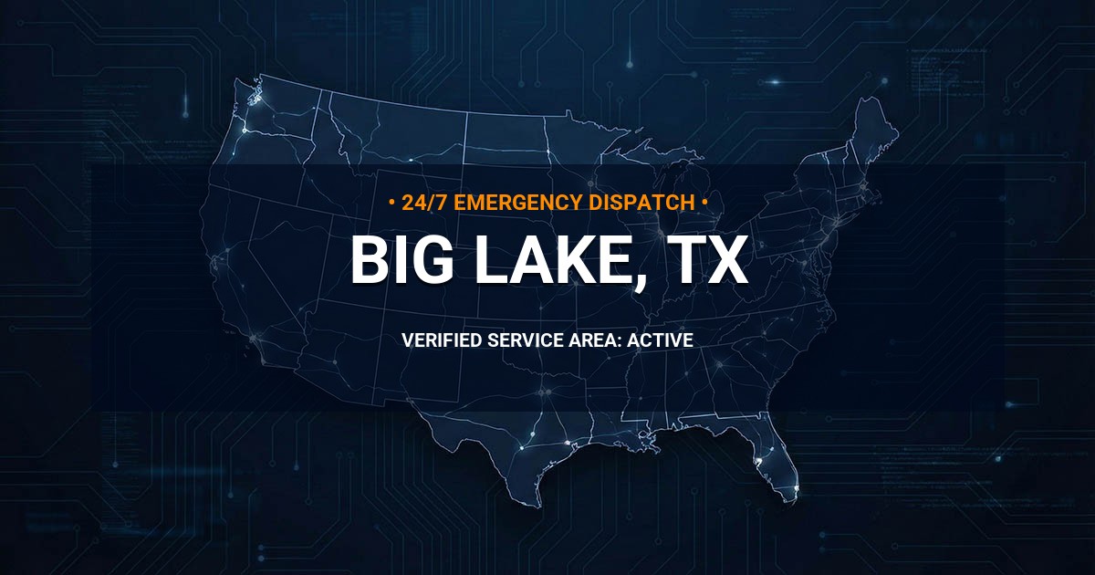 Emergency Plumbing Dispatch Map for Plumbing Services: Big Lake, TX