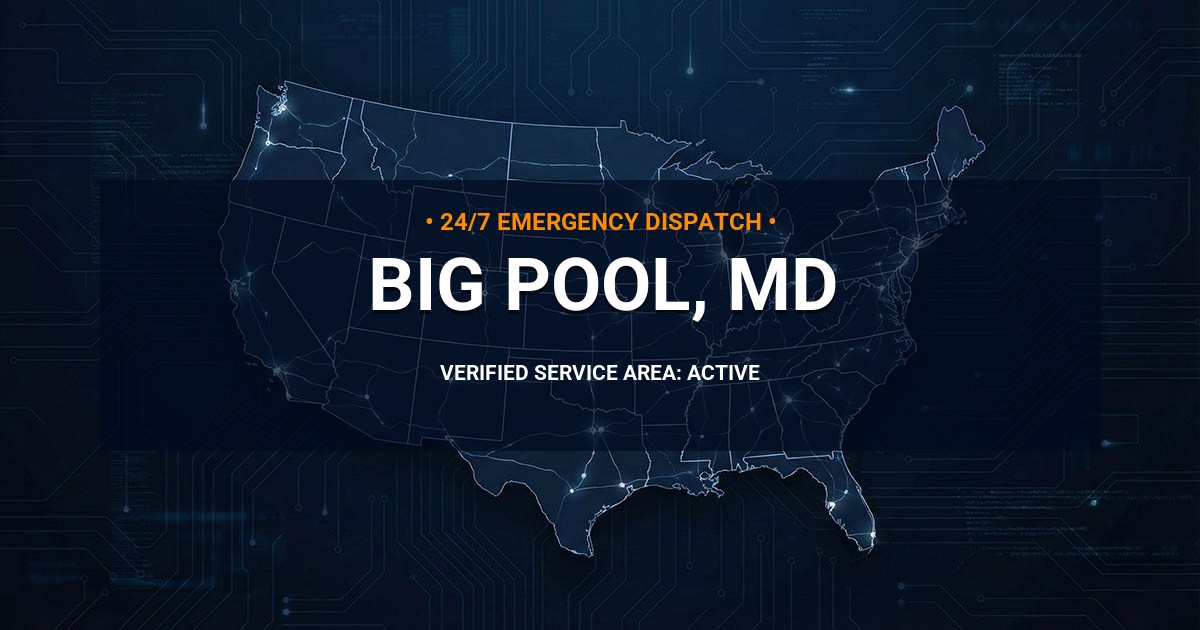Emergency Plumbing Dispatch Map for Plumbing Services: Big Pool, MD
