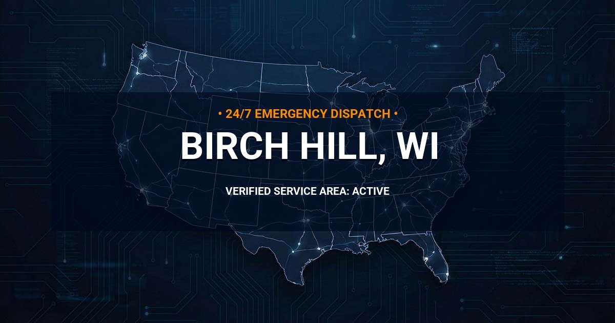 Emergency Plumbing Dispatch Map for Plumbing Services: Birch Hill, WI