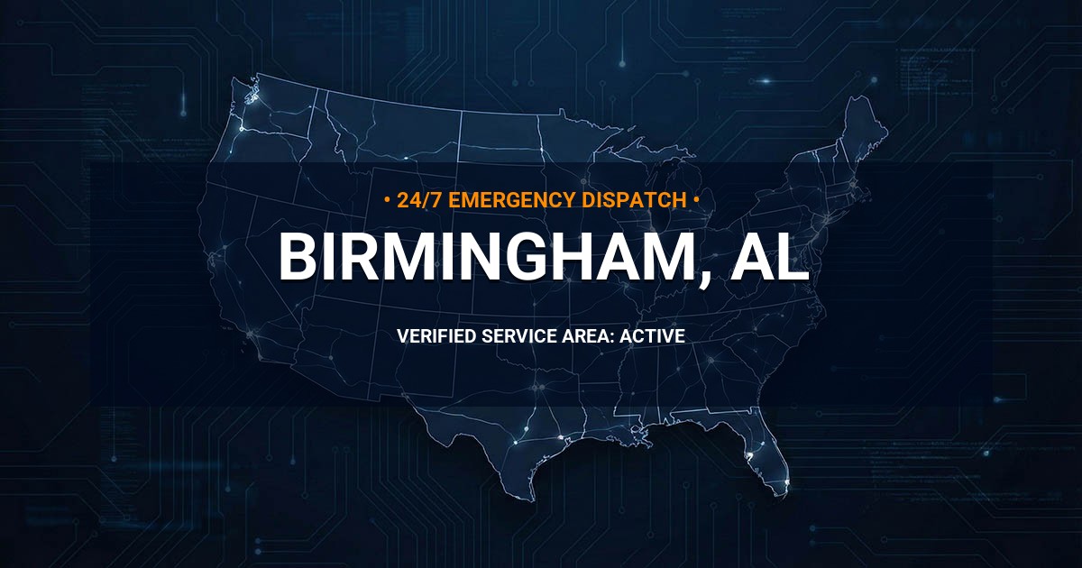 Emergency Plumbing Dispatch Map for Plumbing Services: Birmingham, AL