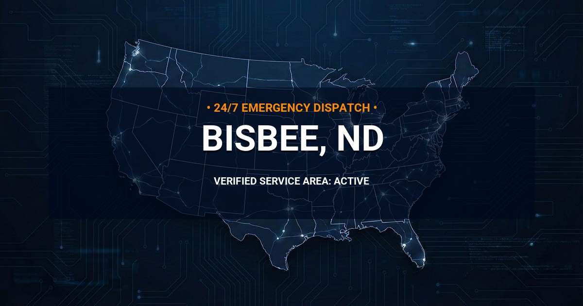 Emergency Plumbing Dispatch Map for Plumbing Services: Bisbee, ND