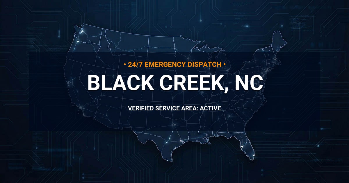 Emergency Plumbing Dispatch Map for Plumbing Services: Black Creek, NC