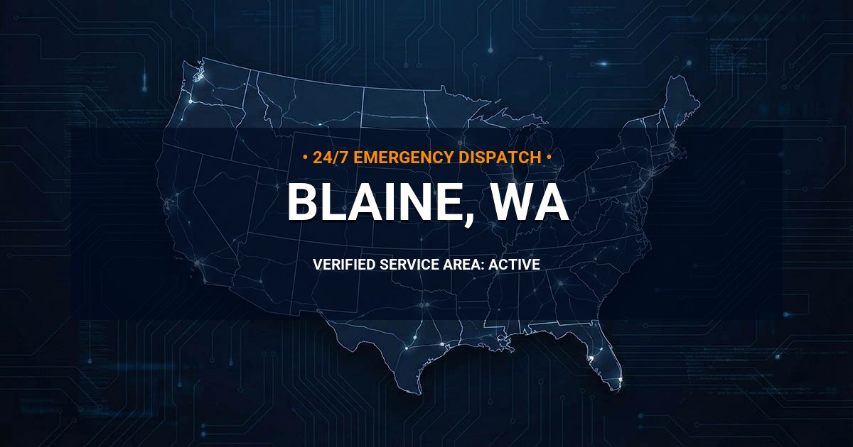 Emergency Plumbing Dispatch Map for Plumbing Services: Blaine, WA