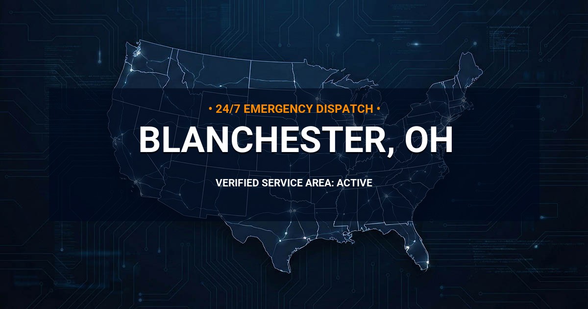 Emergency Plumbing Dispatch Map for Plumbing Services: Blanchester, OH