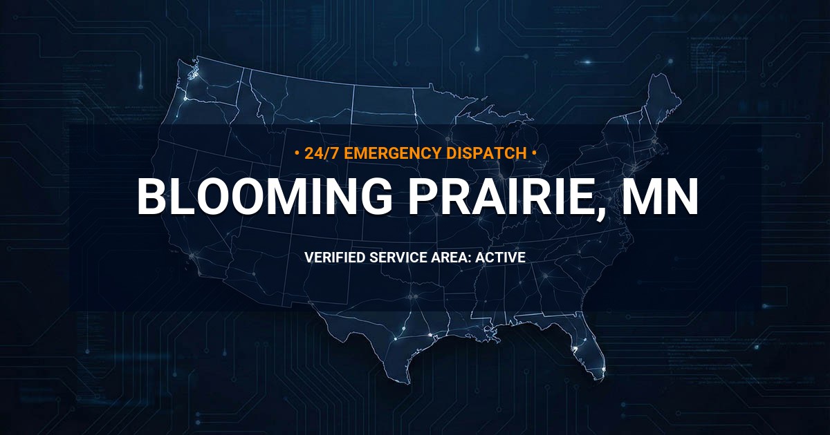 Emergency Plumbing Dispatch Map for Plumbing Services: Blooming Prairie, MN