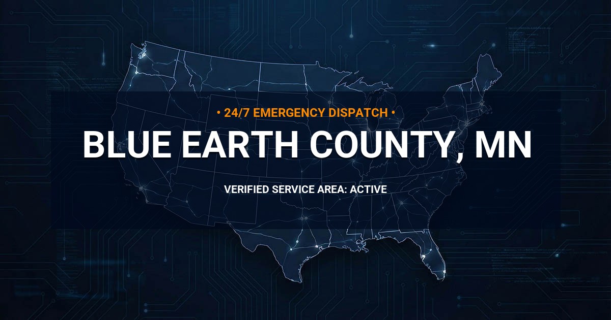 Emergency Plumbing Dispatch Map for Blue Earth County Plumbing Logistics