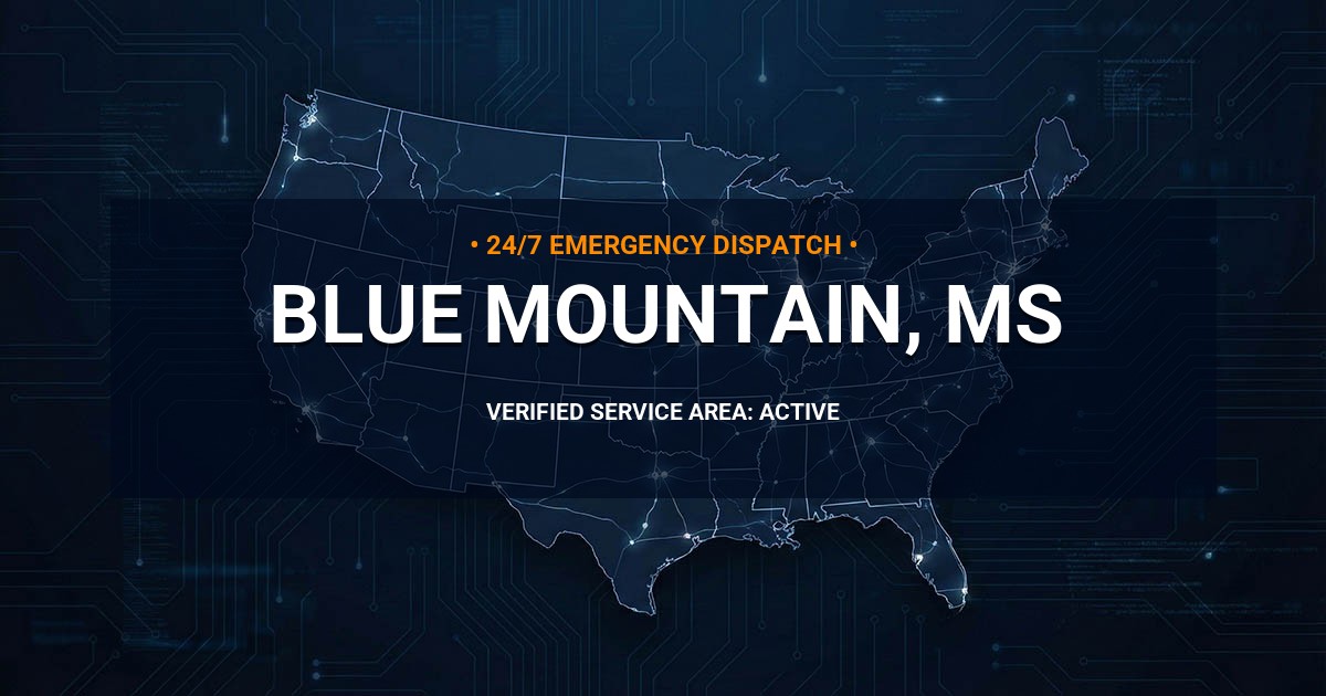 Emergency Plumbing Dispatch Map for Plumbing Services: Blue Mountain, MS