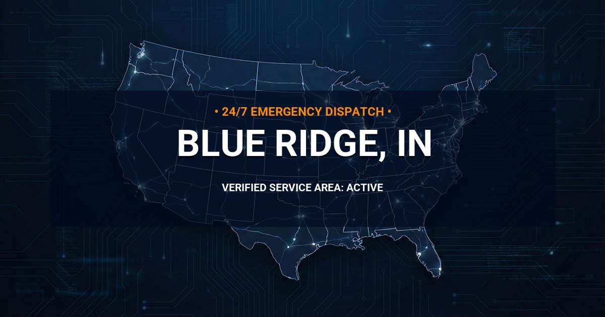 Emergency Plumbing Dispatch Map for Plumbing Services: Blue Ridge, IN