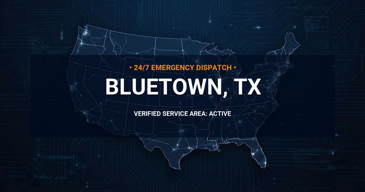 Emergency Plumbing Dispatch Map for Plumbing Services: Bluetown, TX