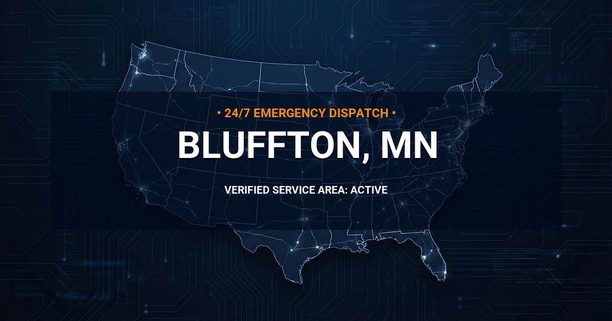 Emergency Plumbing Dispatch Map for Plumbing Services: Bluffton, MN