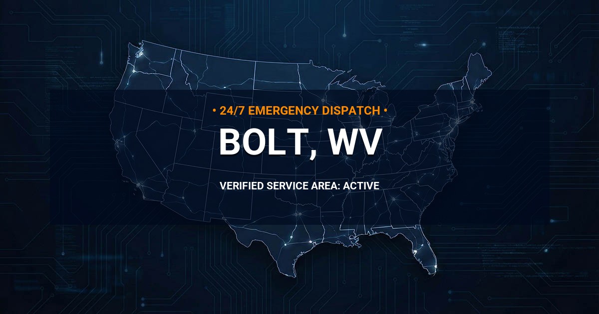 Emergency Plumbing Dispatch Map for Plumbing Services: Bolt, WV
